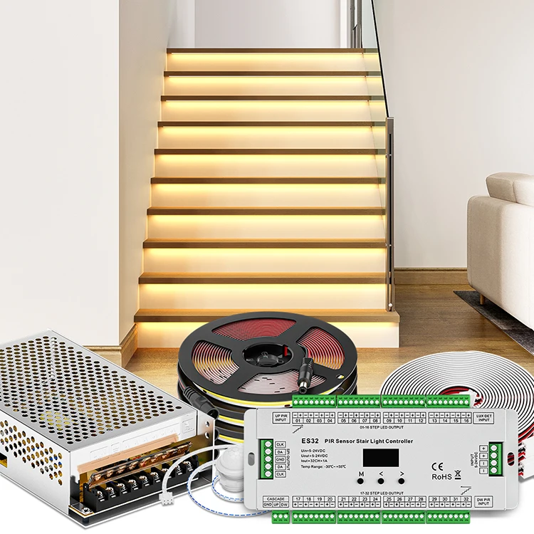 New Trending Products FCOB Single Color Dimmer Indoor Stairway Light PIR Sensor Stair Kit LED Strip Set For Stairs