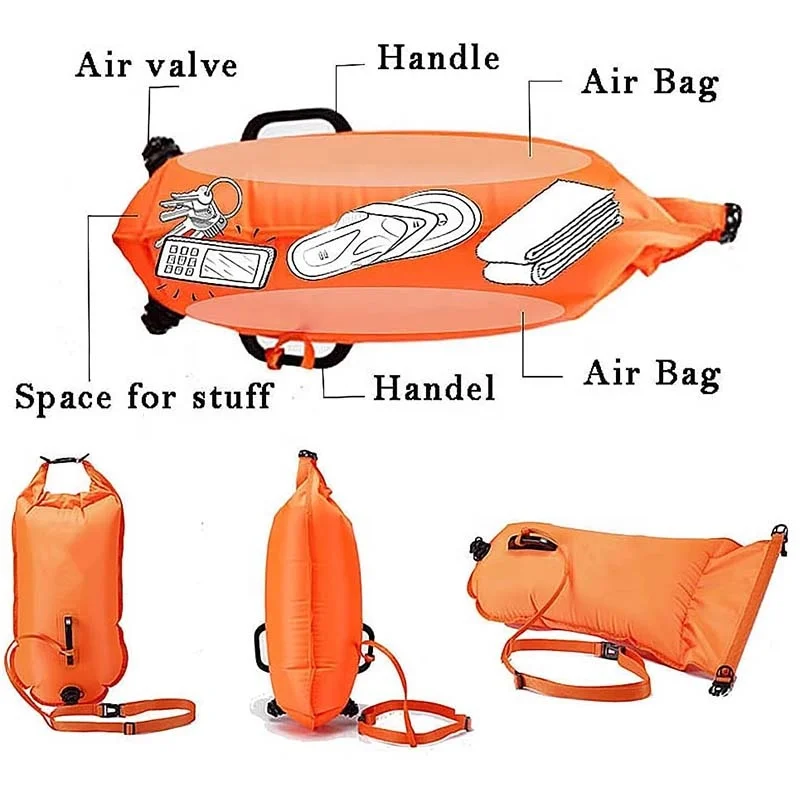 Open Water Swimming 20L Tow Float Dry Bag For Wild Sea Swimming Attached Waist Strap For Adults Swim Buoy