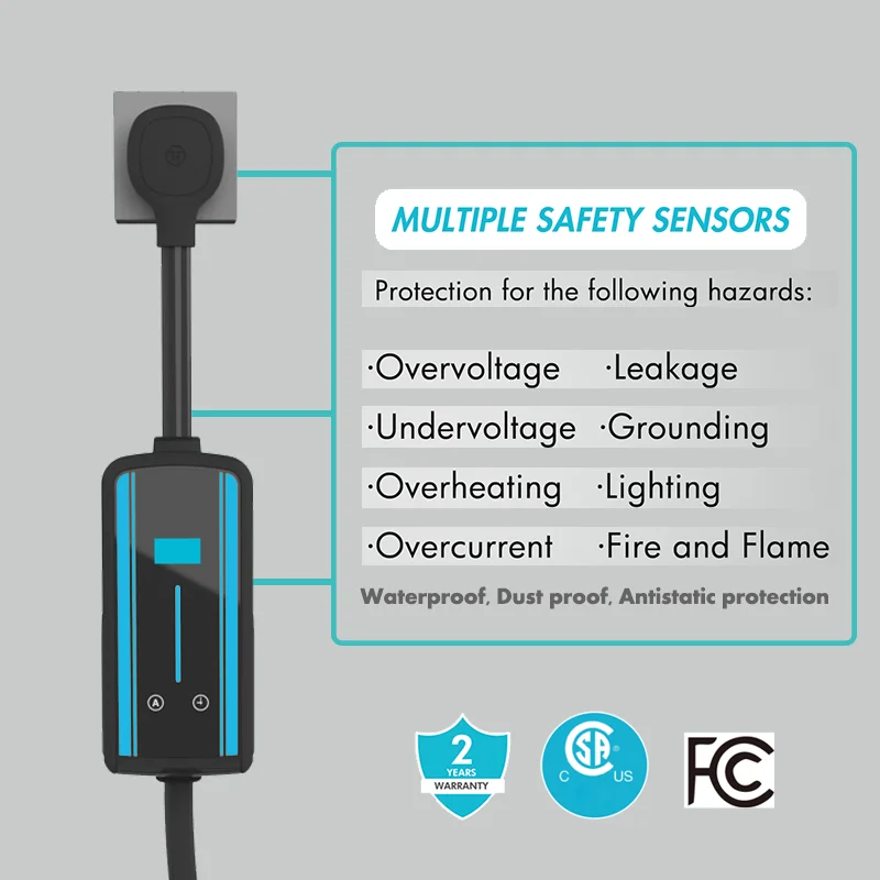 New Design Portable ev charger 40a emergency J1772  ev charger ocpp 1.6