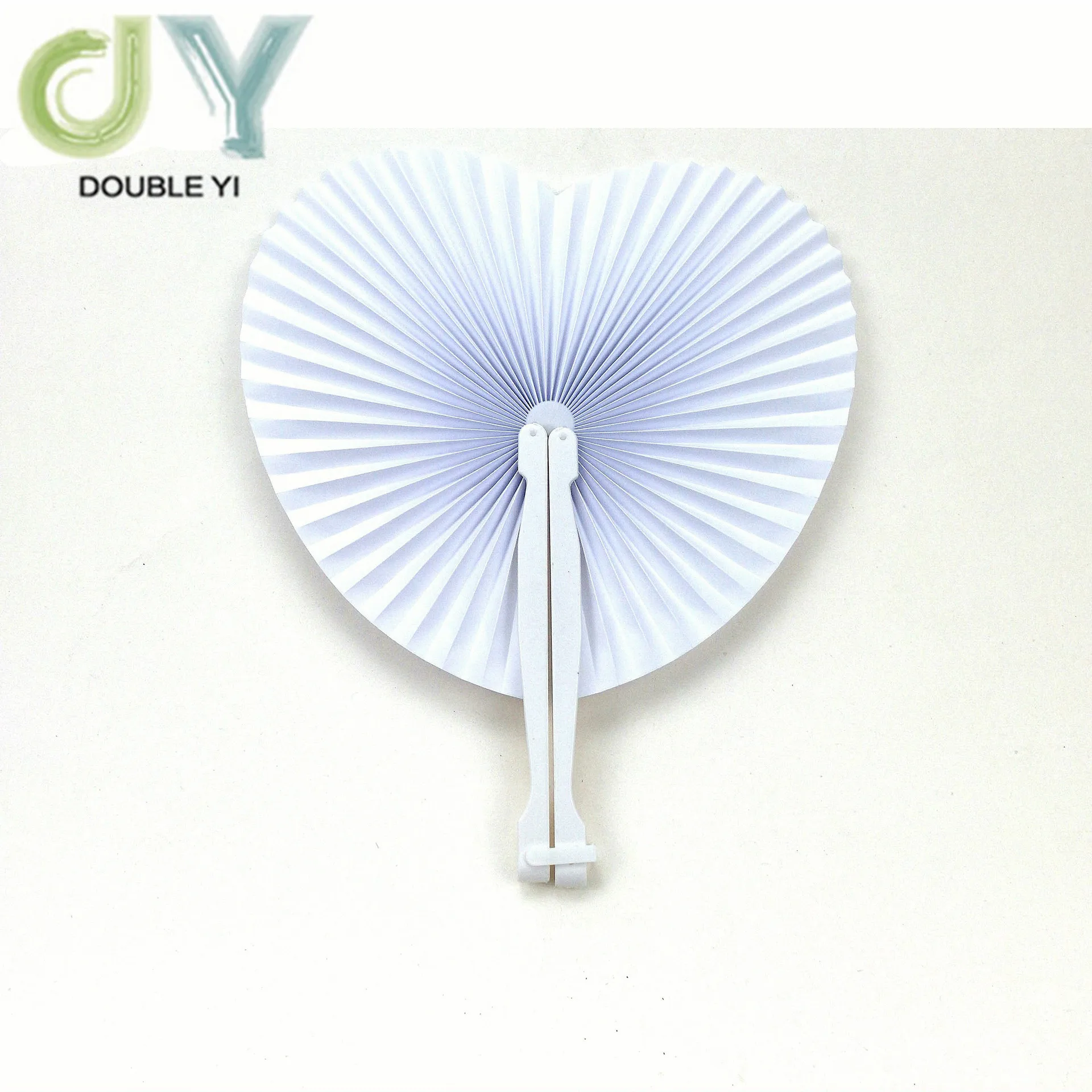 Custom Print Paper Heart Shape Fan With Plastic Handle Promotional Gift Hand Fan