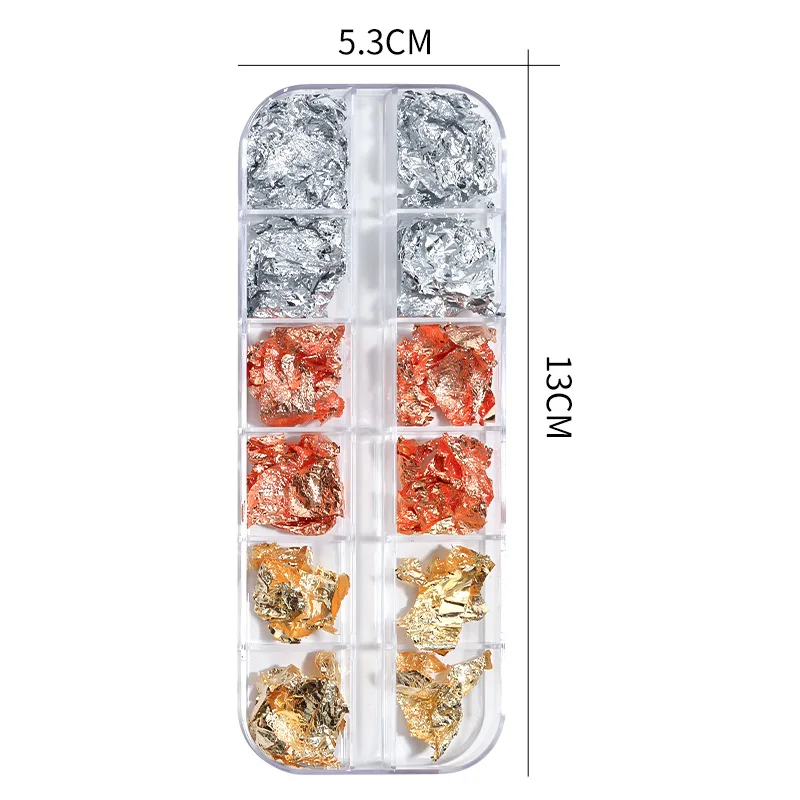 Nail Sequins classical Foil Bronze 3D Rose Gold Flake with Nipper Nail Art Metal Full Cover Nails DIY Manicures Decoration Tools