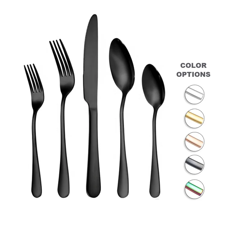 Столовые приборы высокого качества столовая посуда нож вилка и ложка нержавеющая сталь 18/0 набор черных столовых приборов