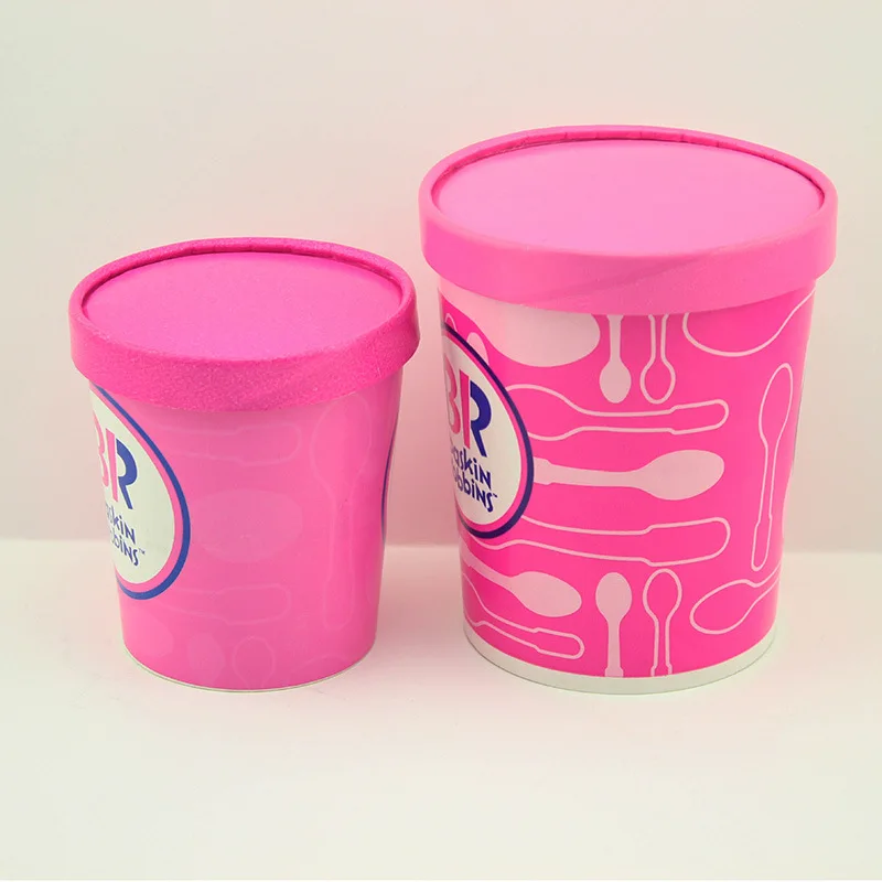 Custom logo ice cream paper cup double walls packaging ice-cream cup containers with lid ice cream bowl