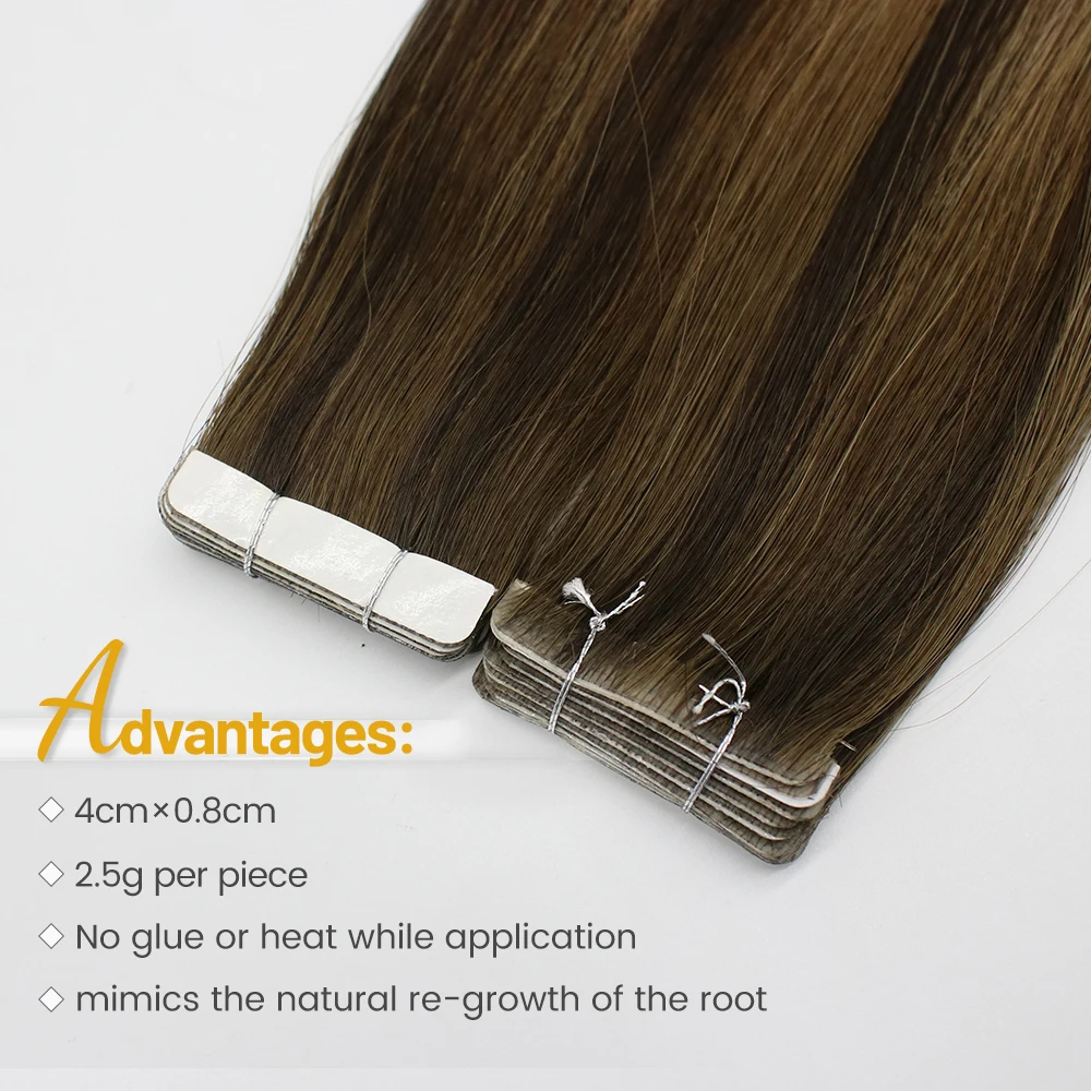 Invisible 100% remy hair straight russian virgin double drawn natural Injection tape in human hair
