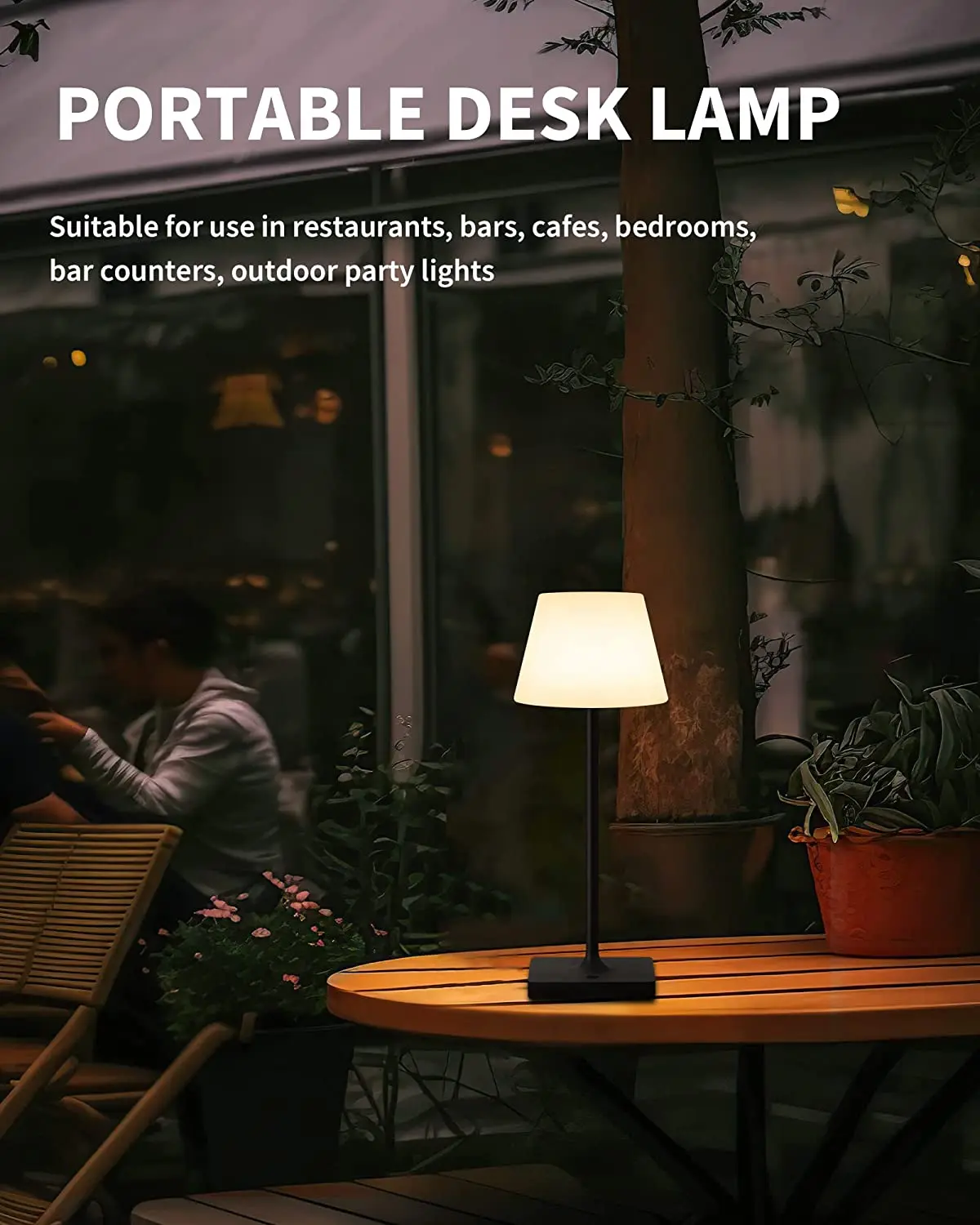 Cordless Portable Table Lamp Rechargeable Dimming LED Desk Lamp Waterproof Modern Night Light for Camping Restaurant Bedroom