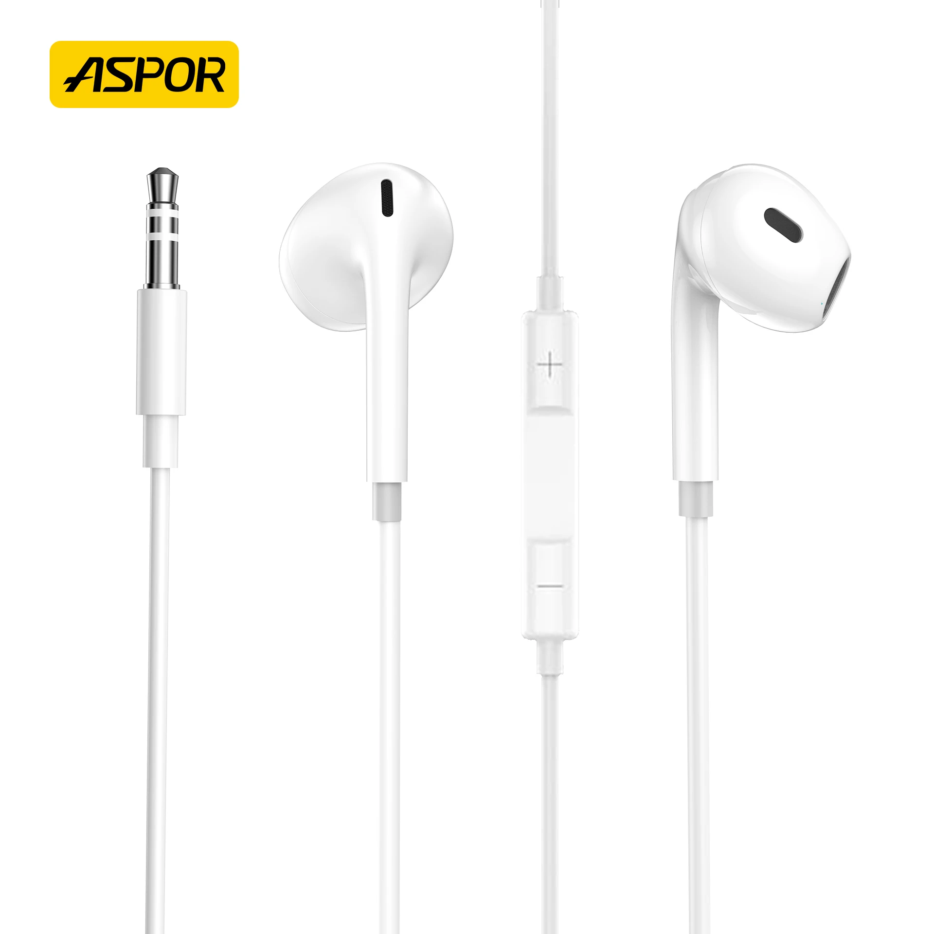 ASPOR A235 Cheap Wired Earphones with Microphone Handsfree 3.5mm Wire Length 1.1m Headphones for Mobile Phone PC Wholesale