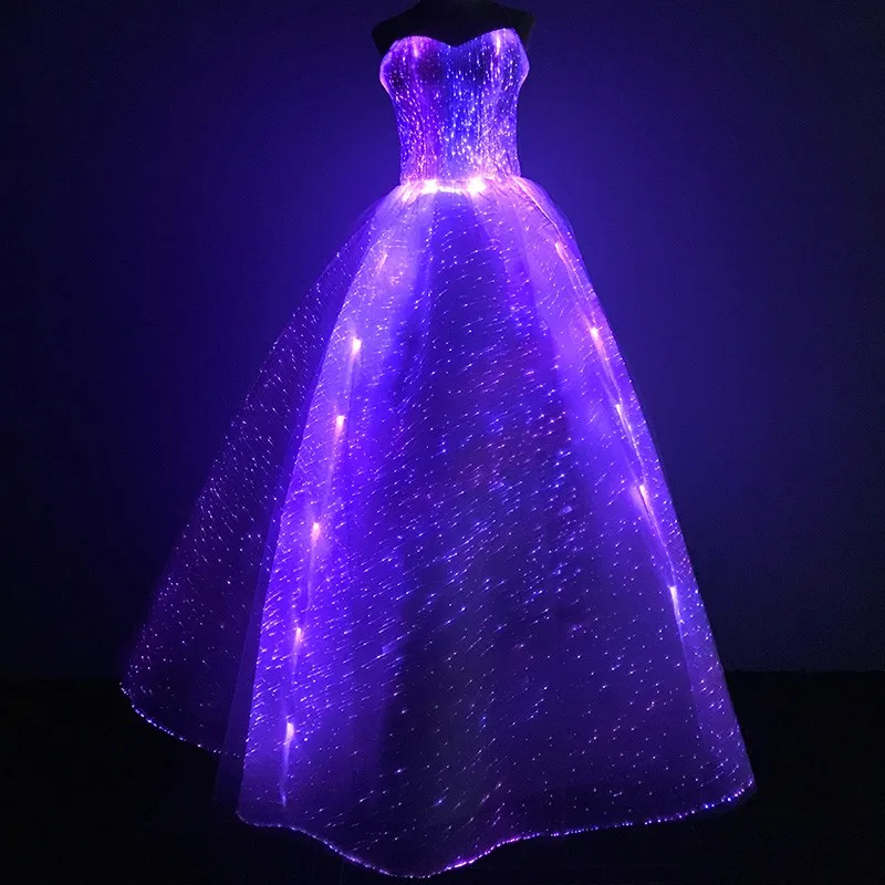Top Quality Factory Price Formal Led Light Luminous Illuminated Evening Dress for Wedding