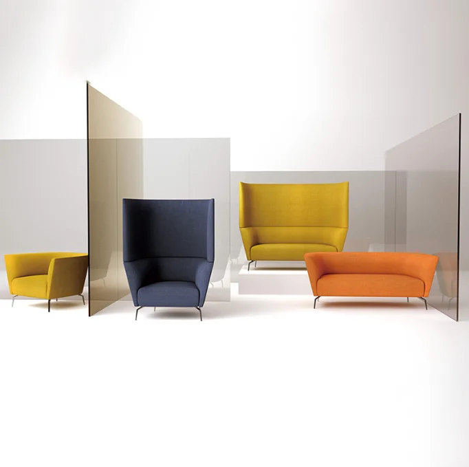 Диван со стальными ножками и высокой спинкой ICON, современное акустическое модульное офисное кресло, диван, диванная подставка