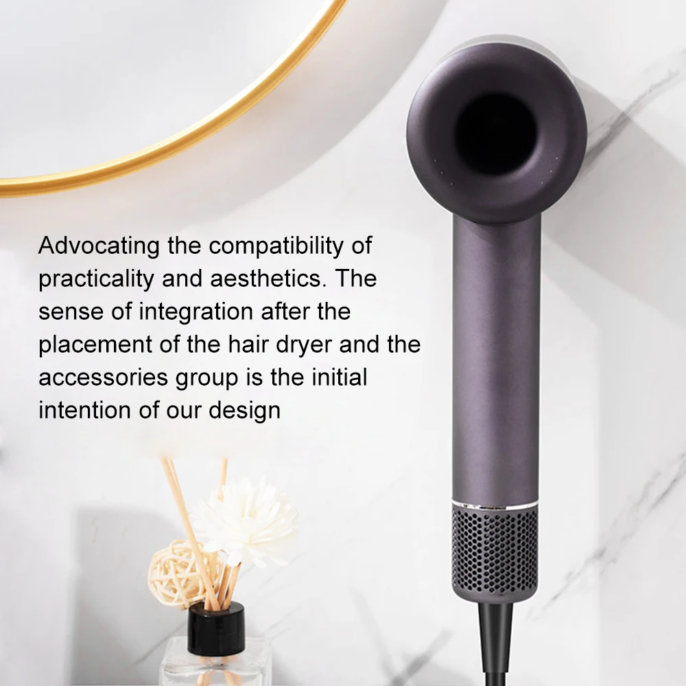Belt Hair Dryer Holder Wall Mounted Black Hair Dryer Holder Acrylic Hair Tool Organizer For Dayson Nural Wholesale Oem Factory