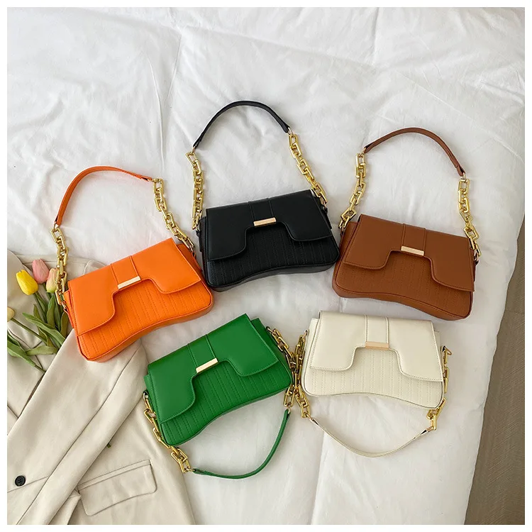 Women Chain Small Square Shoulder Handbag Pu Leather Mini Underarm Bag