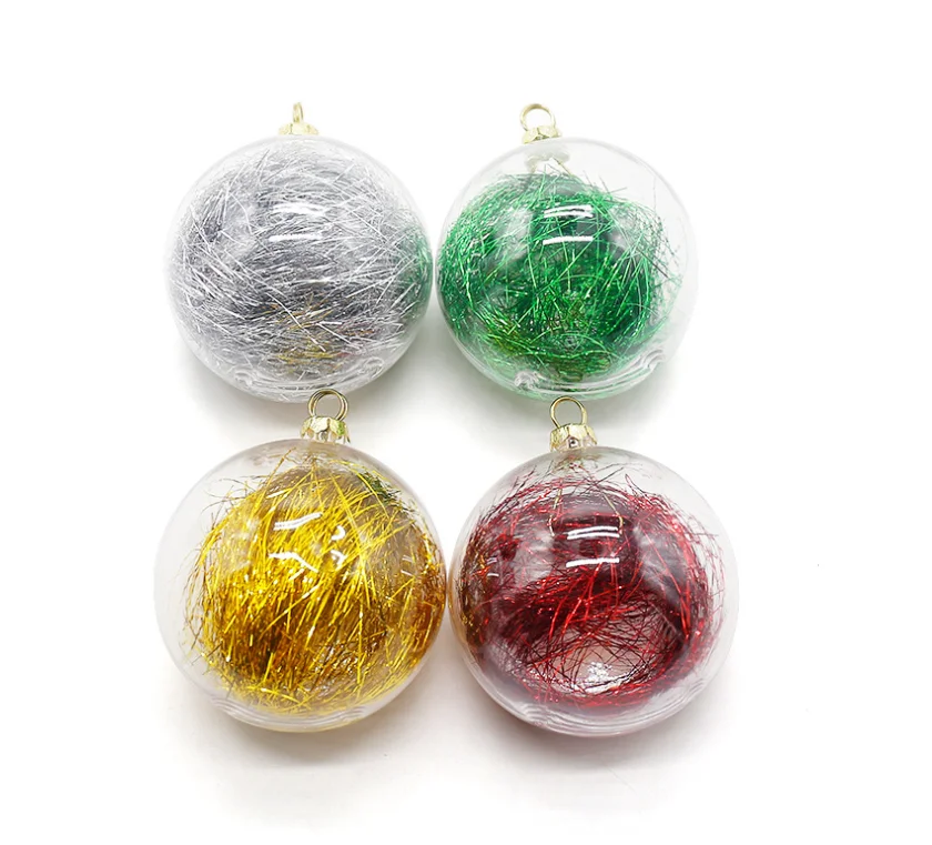DIY Sublimation Blanks Christmas Decorations Fillable Transparent Clear Plastic photo Holiday Ornament ball for Xmas tree