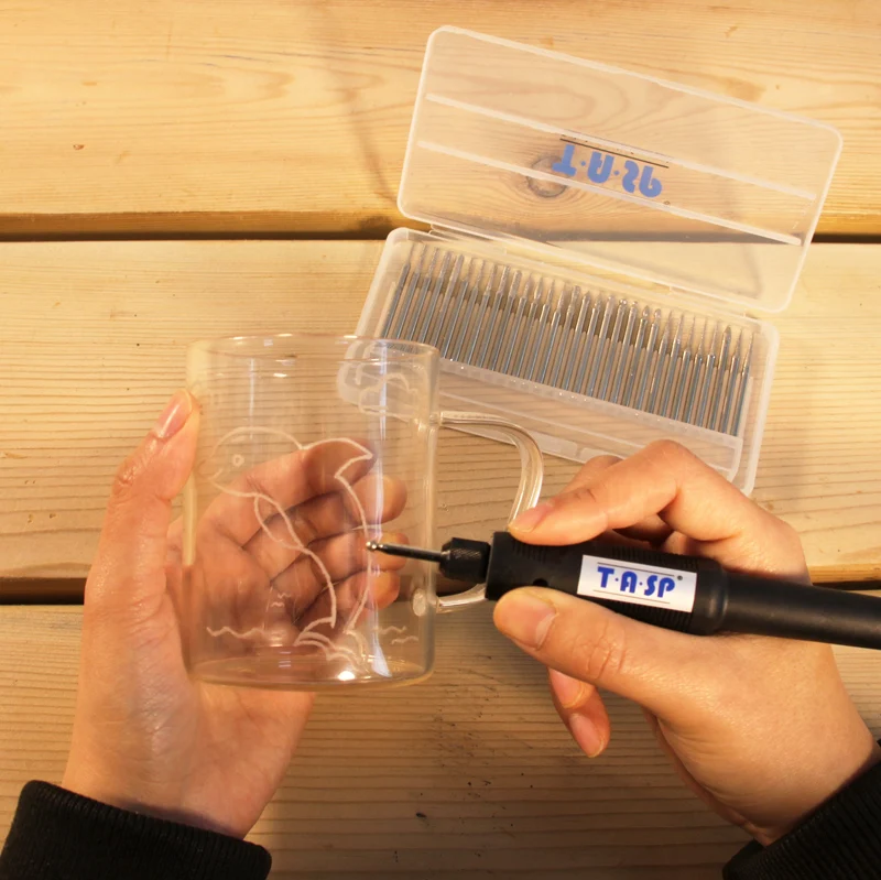 TASP 30pcs 3.2mm Shank Diamond Coated Rotary Burrs Abrasive Grinding File Bit Set Tools Accessories