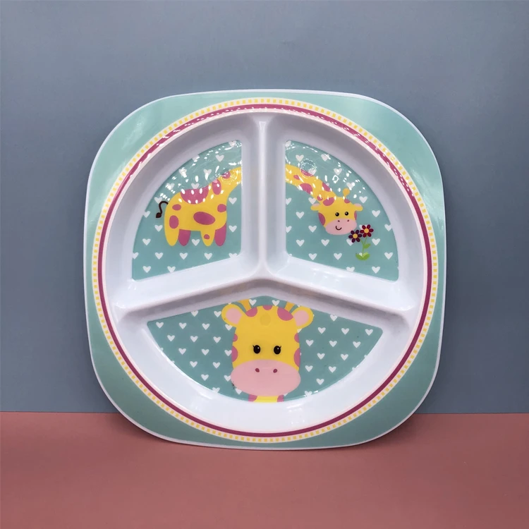 Factory Wholesale Dinnerware OEM BPA Free Eco-Friendly Plastic Separated Plates Cheap Bulk Square Dinner Plate