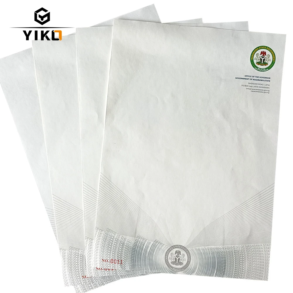 Custom Watermark Paper Certificate Security Watermark Paper Security Certificate Printing