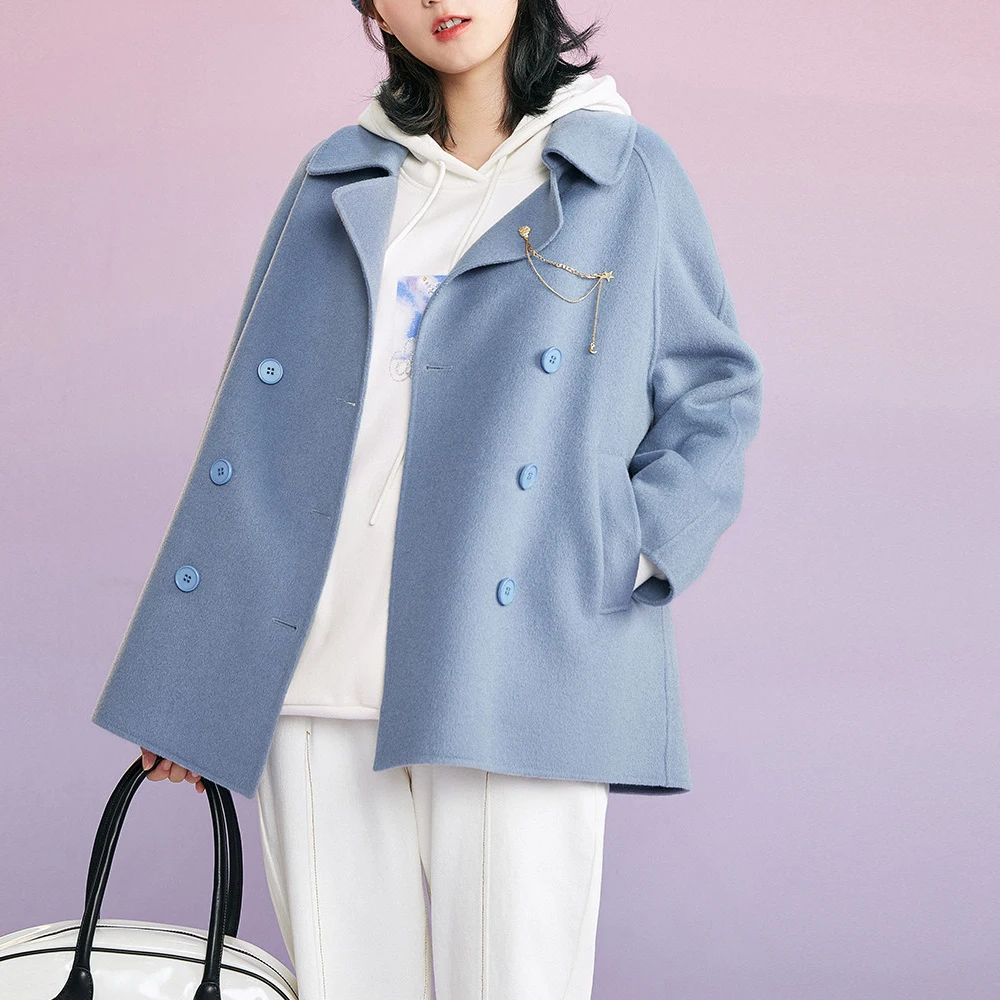 Hepburn Style New Design Double-Sided Cashmere Vintage Women Wool Coats