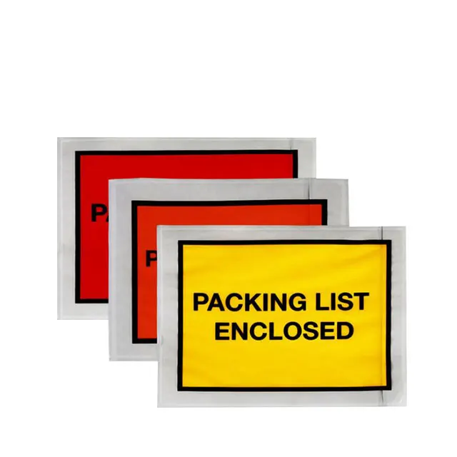 Self-adhesive security printed packsedel plastic invoice packing list envelope for document slip