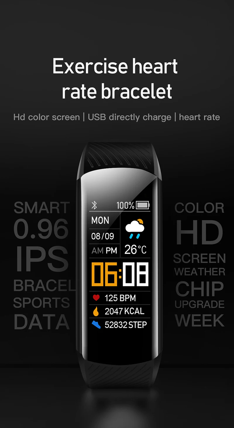 Hot Selling Smart Bracelet Color Display Heart Rate Fitness Tracker Waterproof Smart Wristband