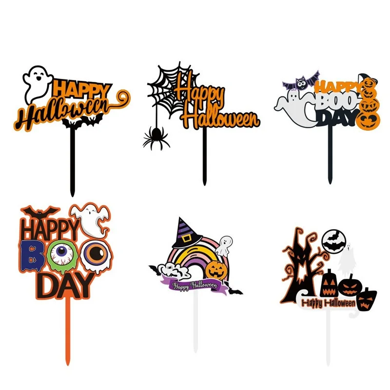 Acrylic Halloween Cake Plug-In Party Supplies for Halloween Decoration and Cake Topping Featuring Number-shaped Props