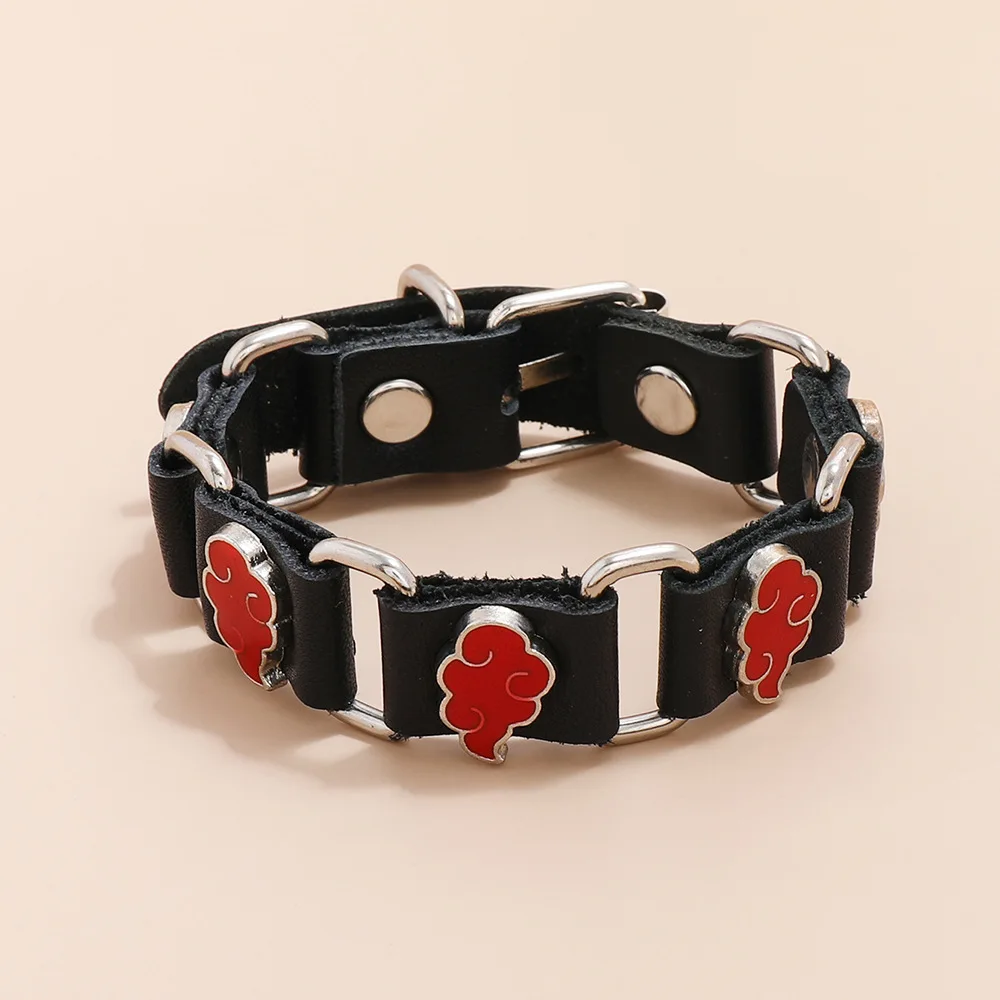 Trendy Accessories Jewelry Japan Anime Kakashi Red Cloud Woven Leather Bracelet For Man