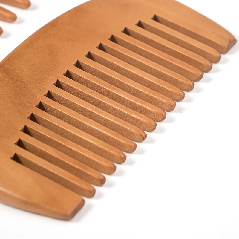Private Label Pocket Size Hair Comb Natural Peach Wood Beard Comb For Travel Razorline Comb