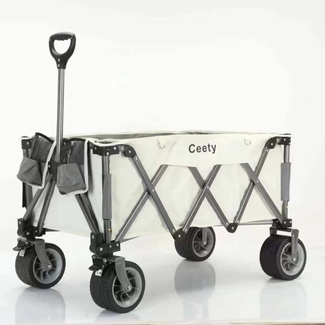 Wholesale Camping Cart Foldable Outdoor Hand Pushing Car Picnic Camping Trailer Rod Small Table Board Camping