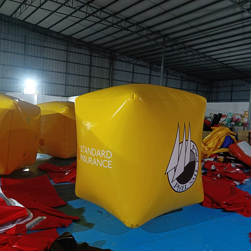 Yellow Color 1.5m square PVC Inflatable Floating Buoy Marine Buoy and Float Buoys for Water Game