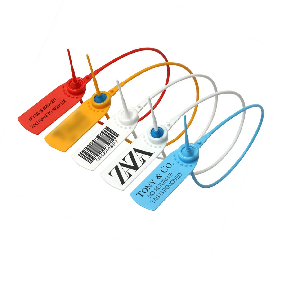 Classic Design Logo Customized Printing Logo Tag Disposable Plastic Garment Security Seals Tags Zip Tie Custom Tags
