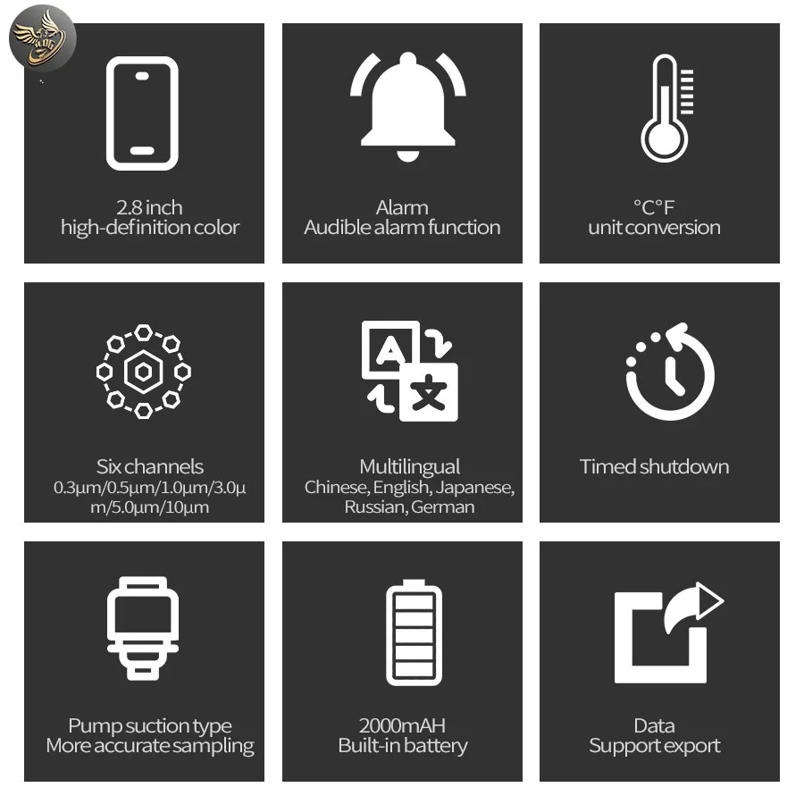 Ultra-long Standby Time Dust Counter Pm 2.5 Particle Counter for Microelectronic Portable 3.7V Lithium Battery (2000 Mah)