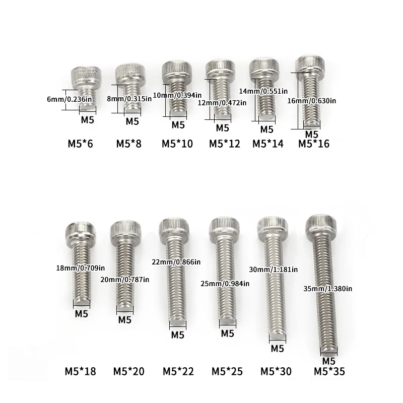 Box M5 Hex Socket Pan Head Screws and Nuts Set Metal Machine Screws Kit Screws assortment Kit