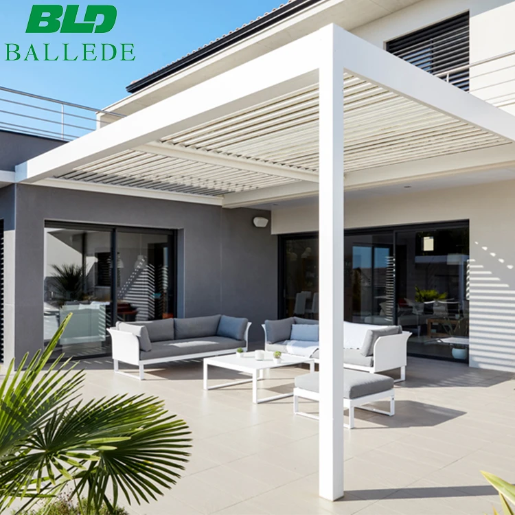 Ease Installation Black Aluminum 12x16 Attaches Wall Pergola Custom Size Louver Roof For Canada