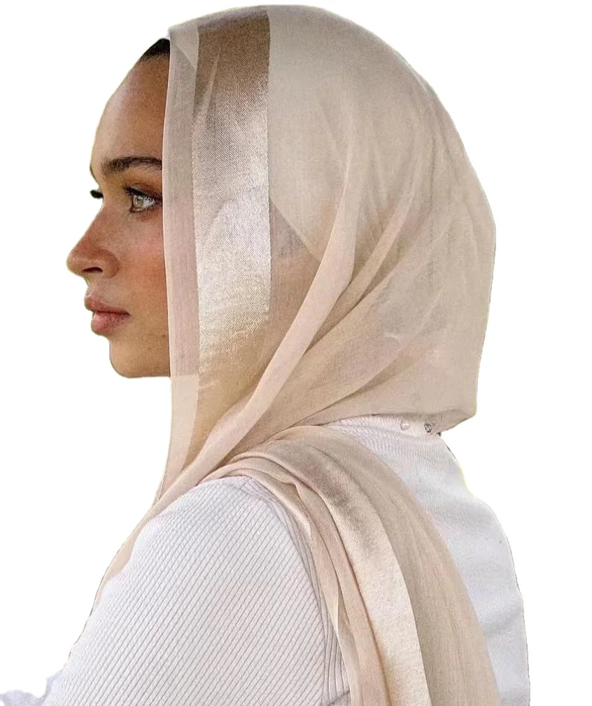 Dubai kuwait satin ribbon light weight soft cotton rayon viscose woven modal women shawl hijab scarf