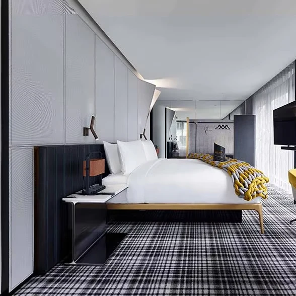 AJJ-JS124 Hotel Bedroom Furniture set Hotel Hotel Standard Room Full suite Homestay apartment Double bed motel furniture