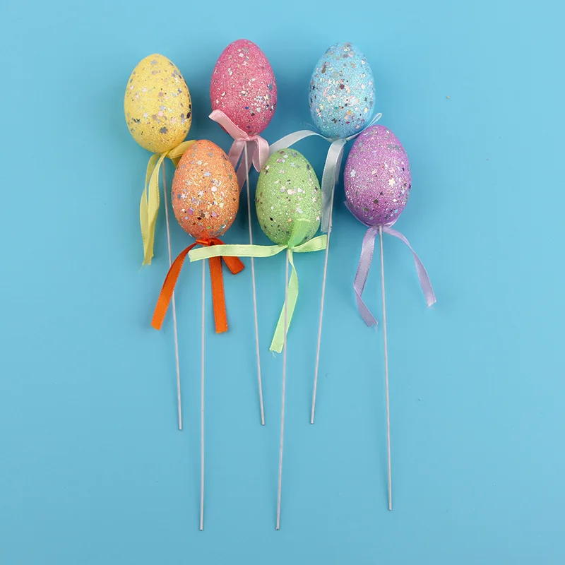 2024 Easter Festival Decorations-Colorful Sequins Easter Egg Stick Cartoon Toy Egg for Party Decorations