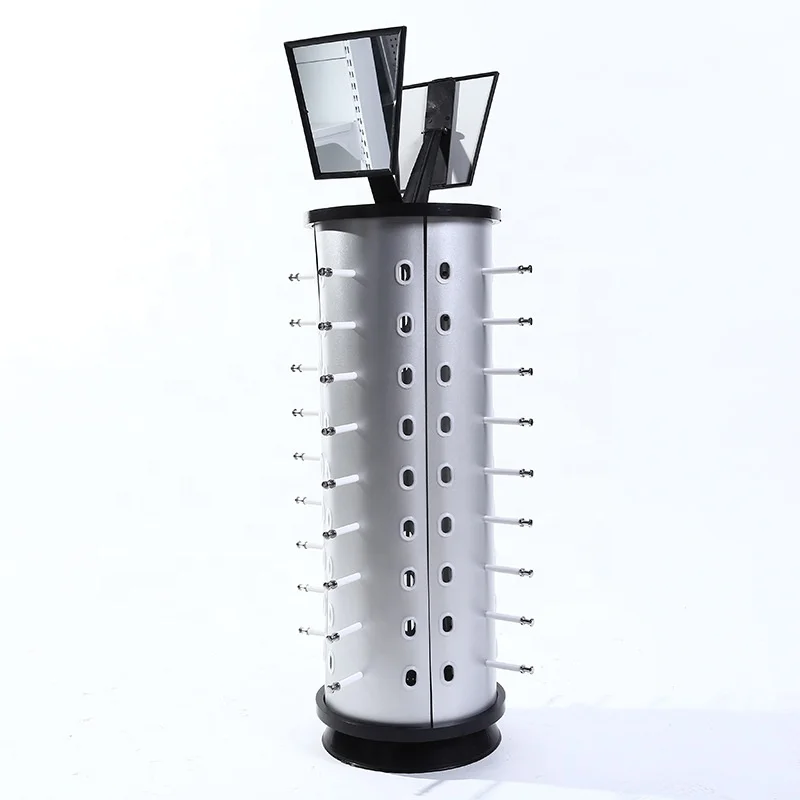 Detachable cheap 36 pairs of round aluminum-plastic plate glasses display stand