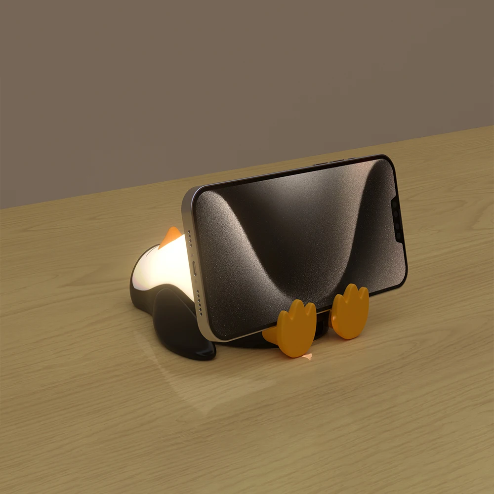 Bpa Free Animal Penguin Shaped Silicone Night Lamp Usb Charging Bedside Kids Led Touch Sensor Silicone Baby Lamp