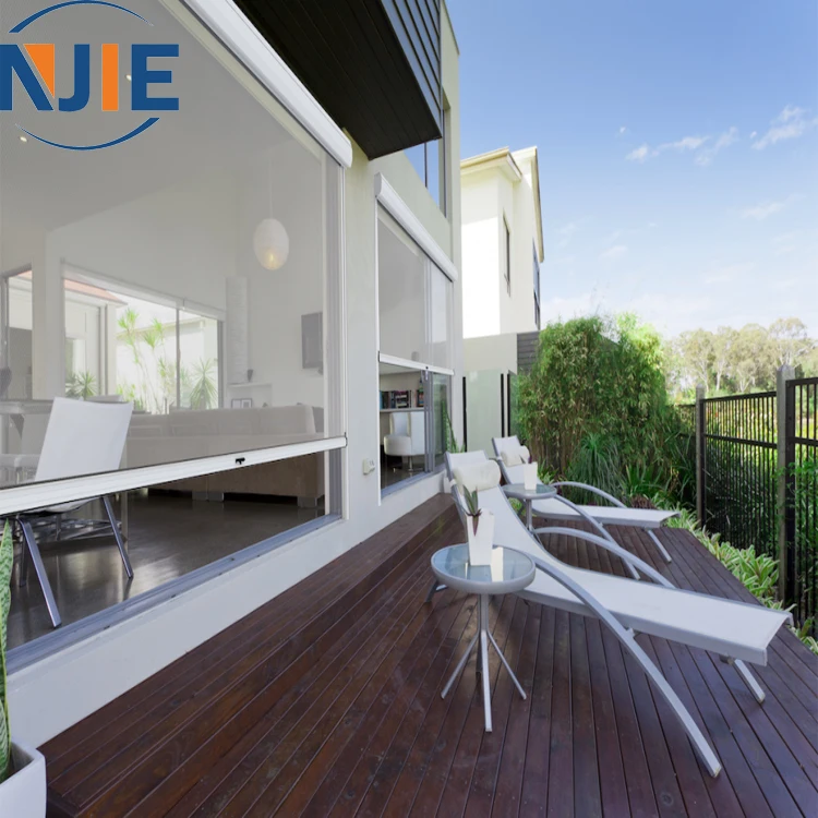 Factory direct sale remote control waterproof motorized movable retractable vertical facade awning outdoor