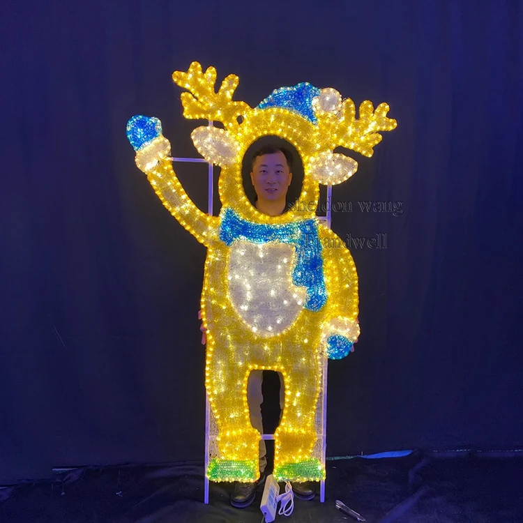 2D christmas penguin  photo frame/ outdoor IP65 penguin motif light props/ penguin picture frame for take picture