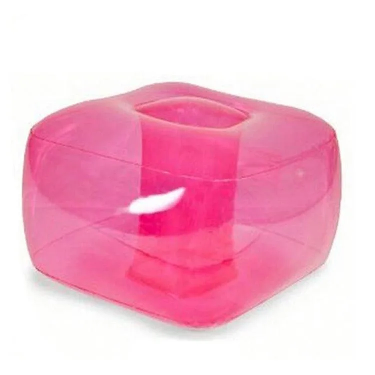 Transparent Inflatable Square Ottomans PVC Blow Up Portable Foot Rest Stool Leg Rest for Sale