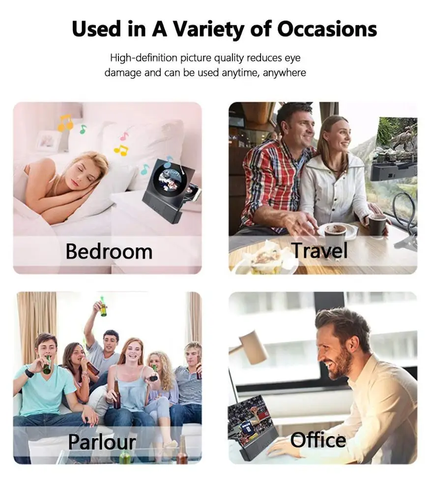 12 inch 3D Mobile Phone Enlarger Ampliador de pantalla de celular  Phone Screen Magnifier with Bluetooth speakers