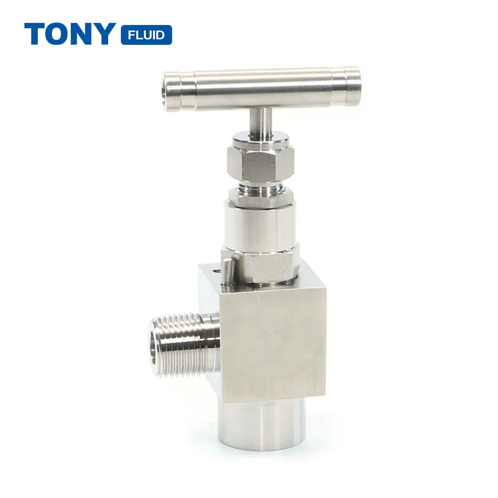 TONY Stainless Steel 90 Degree Angle Needle Valve High Pressure Gauge Needle Valve Female to Male Thread