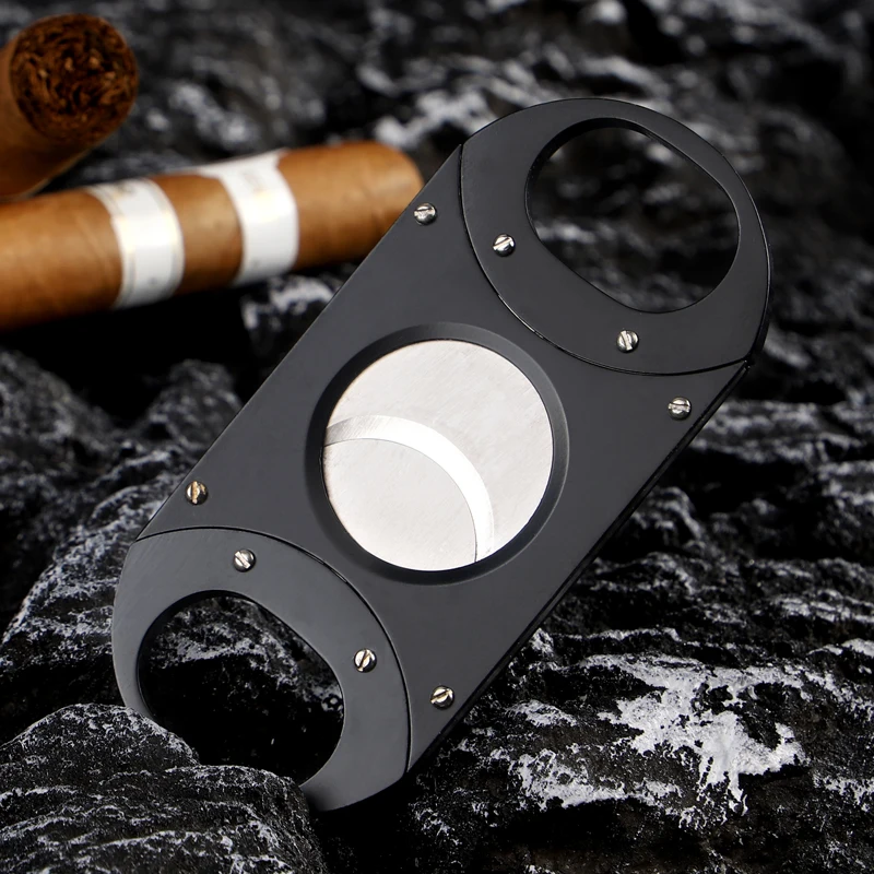 Hot Selling boutique Cigar Cutter  Guillotine Stainless Steel Double Blade Cigar cutter Knife for sale