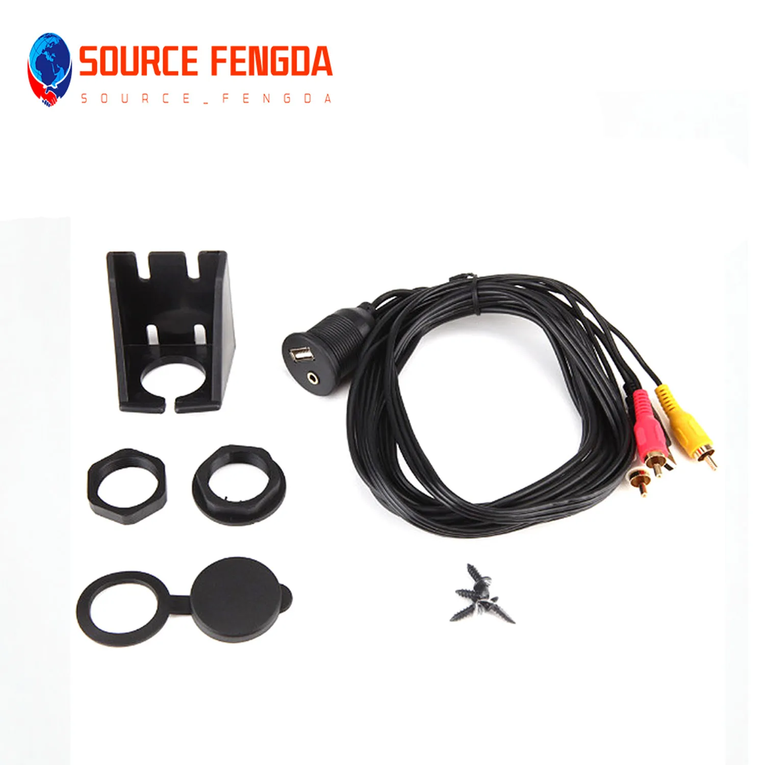 1 meter Extension Flush  Mount Data cable male to female USB2.0&3RCA Adapter cable with accessories for car DVD TV