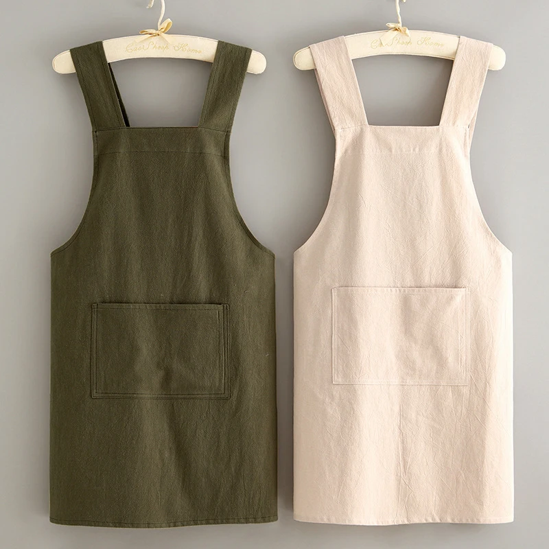 Simple Styling Kitchen Cafe Cooking Waiter Server Apron Cotton linen Cross Back Apron For Baking