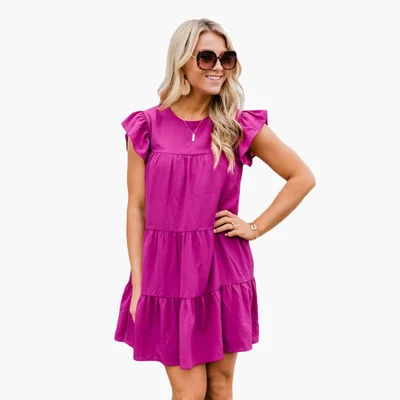 
Women Elegant Summer Fashion Style Clothing Sweet Solid Color Loose Casual Cake Dress 