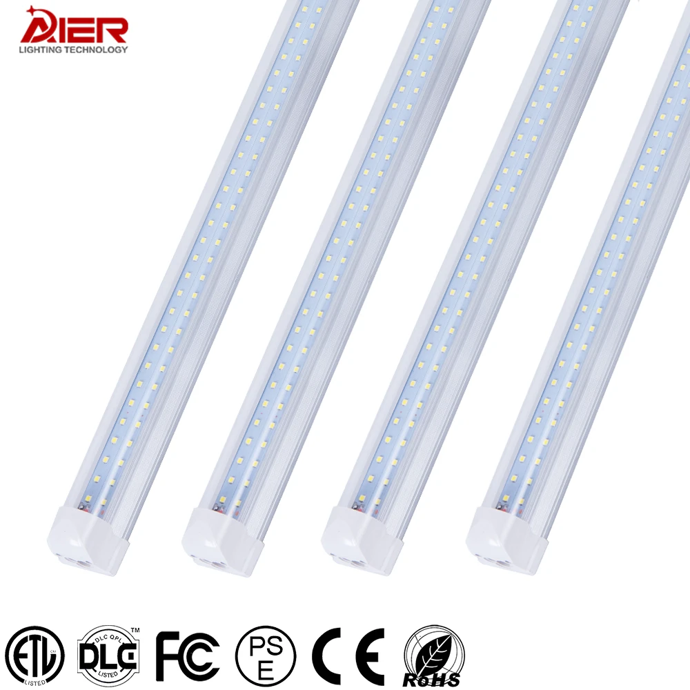 
OEM ODM ETL DLC CE ROSH Clear Cover 4ft 5ft 6ft 8ft t8 double row integrated led tube light 