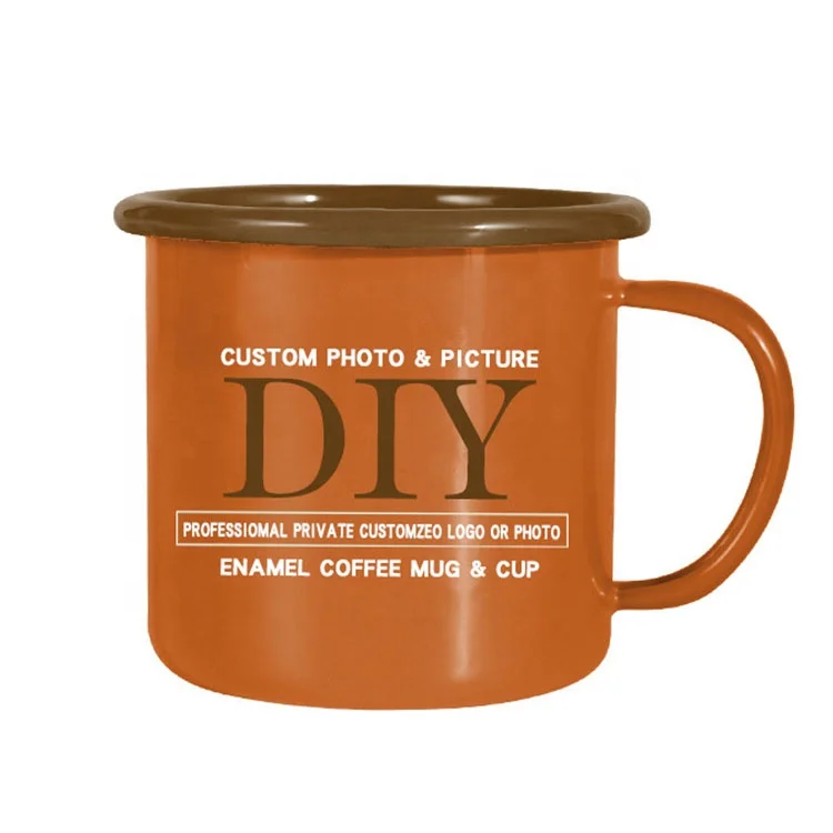 8cm 9cm 10cm Custom Printed Carbon Steel Enamel Metal Camping Mug Customized Color Logo Enamel Mug