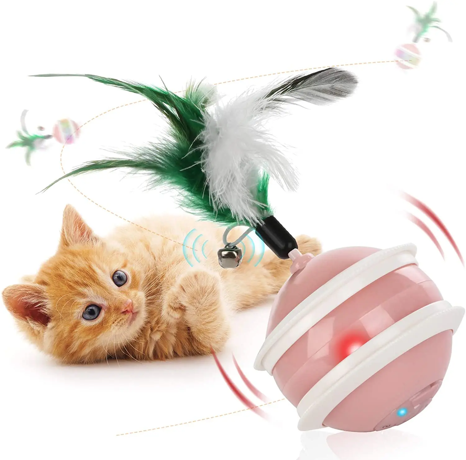 Interactive Cat Toys Ball, Self Rotating Cat Toy, Newest Version USB Rechargeable Pet Toy