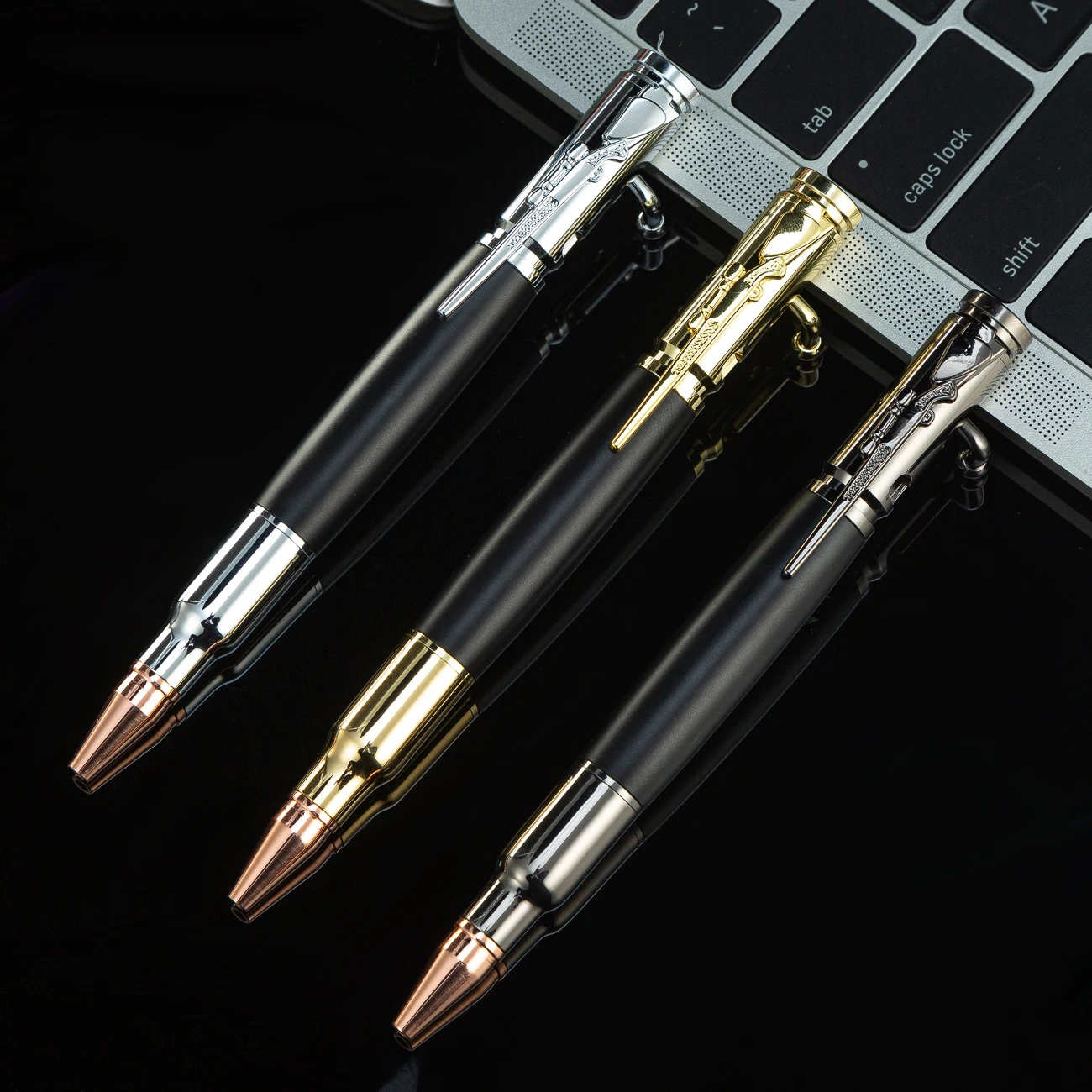 Wholesale creative metal pen press machine gun pen business multi-color ballpoint pen with custom logo