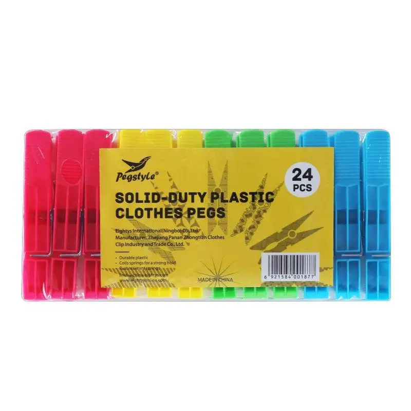 Colorful 12pcs Fashion Multifunction Heavy Duty Laundry Plastic Clothespins With Springs For Kitchen Outdoor  Clothes Pegs