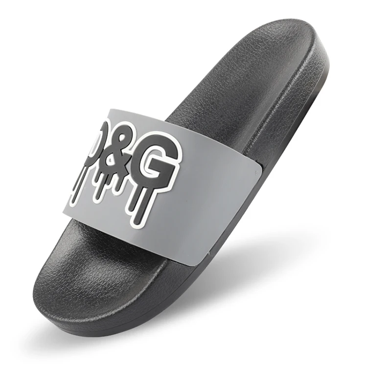 PVC Plain Slide Sandal Black Slider Customized Design And Logo Men Slipper